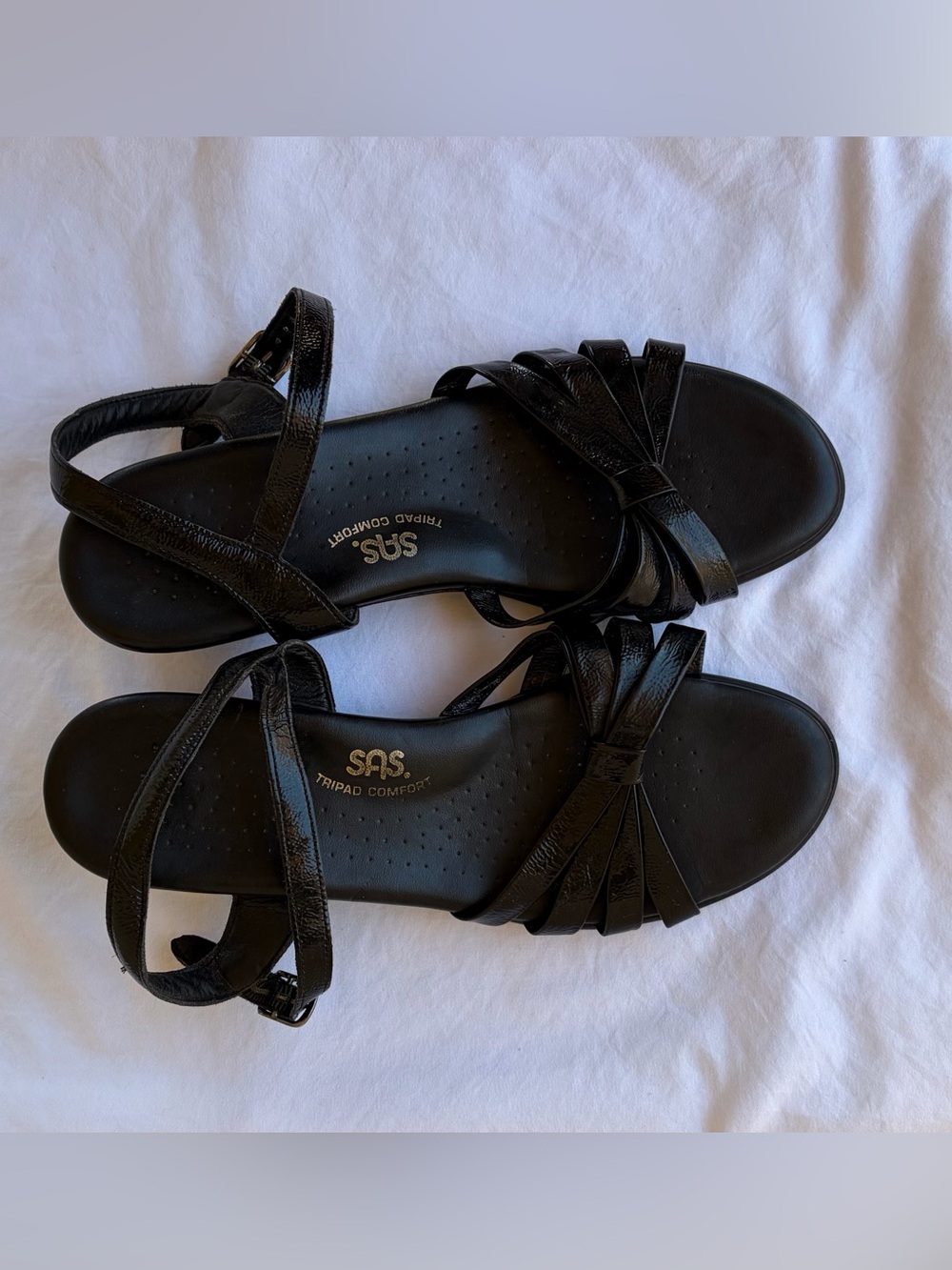 SAS Black Strappy Comfort Women's Sandals Sz 10